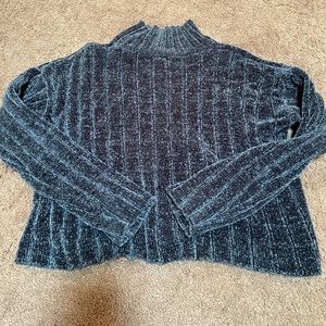 Mock neck turquoise sweater